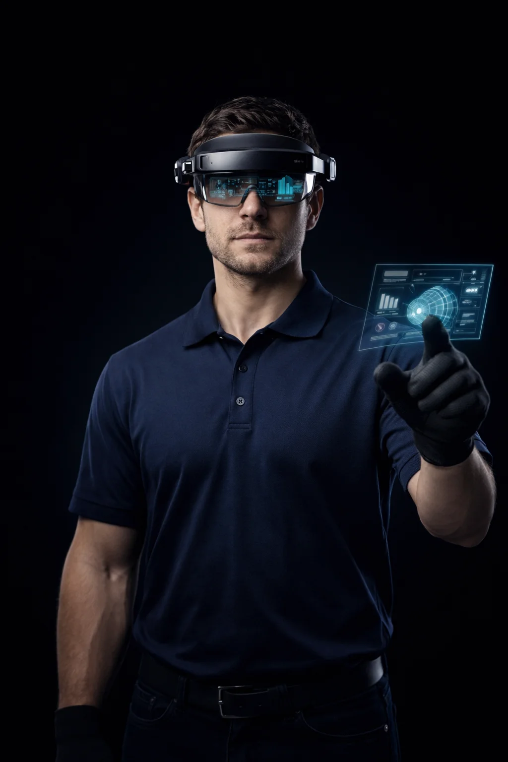 Operator using AR guidance at a workstation